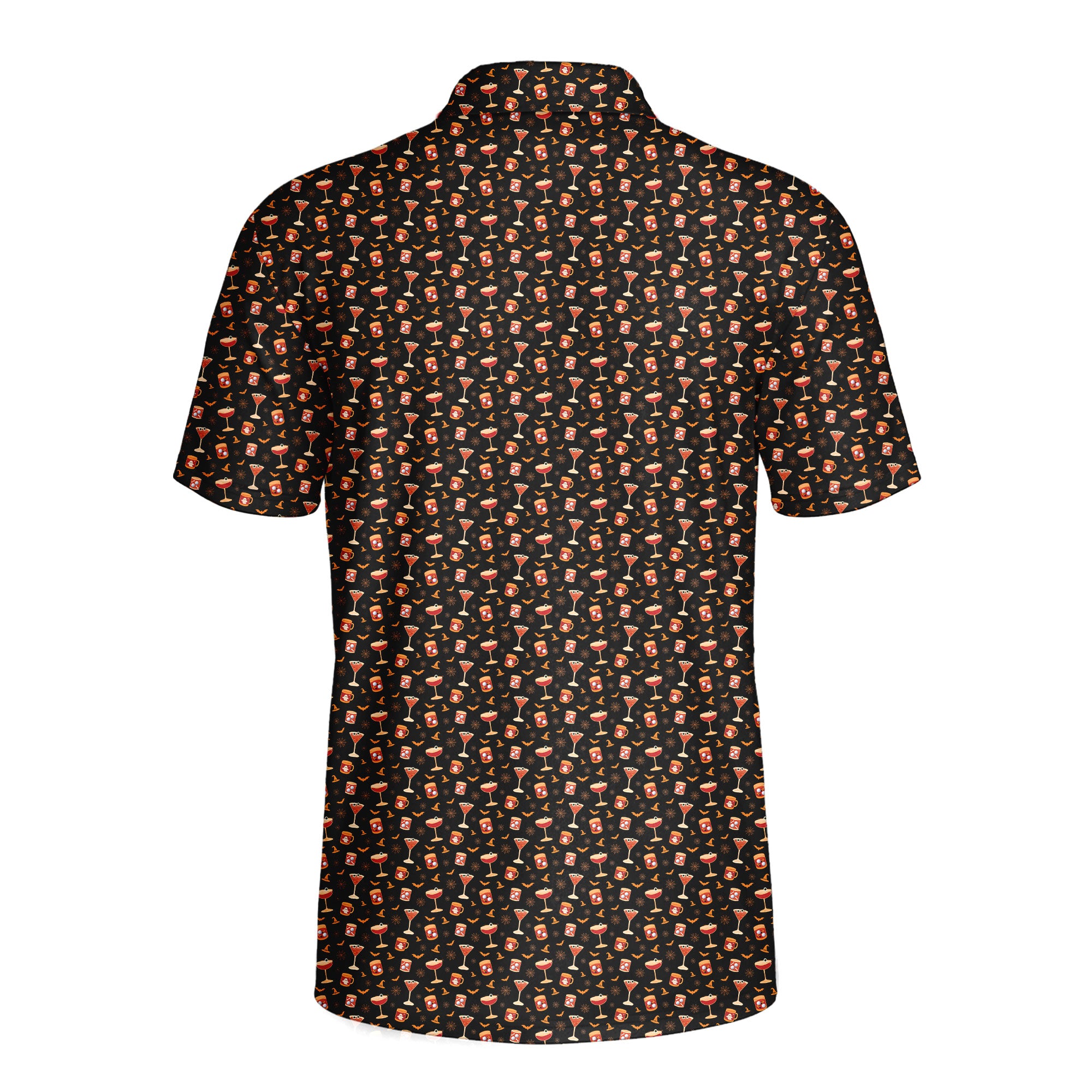 Spooky Sips Polo Shirt For Men - BLACK-BACK