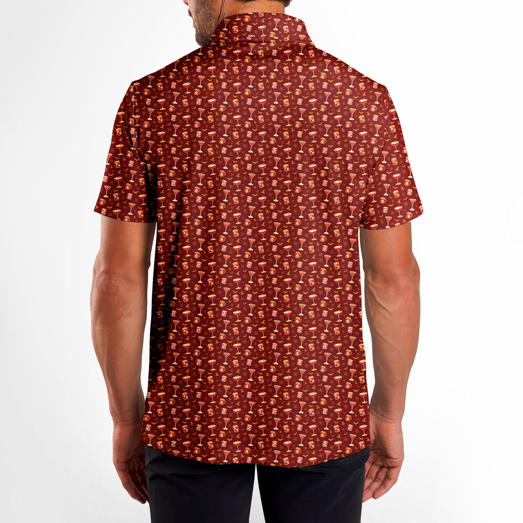 Spooky Sips Polo Shirt For Men - M-RED-B