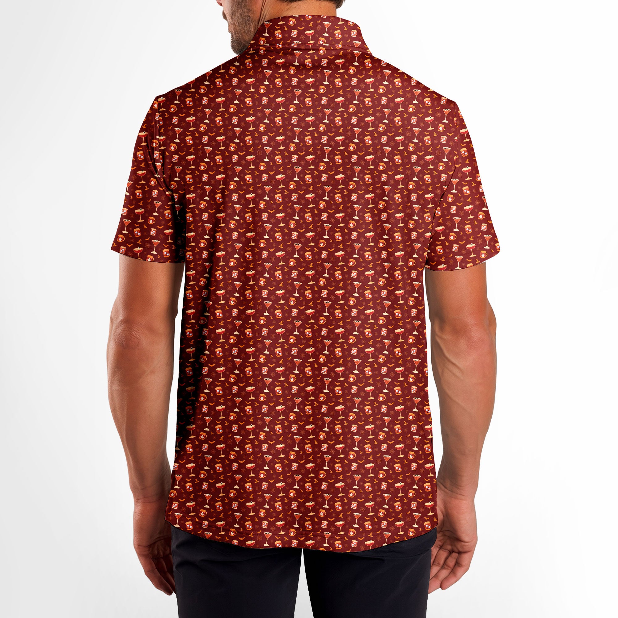 Spooky Sips Polo Shirt For Men - M-RED-B