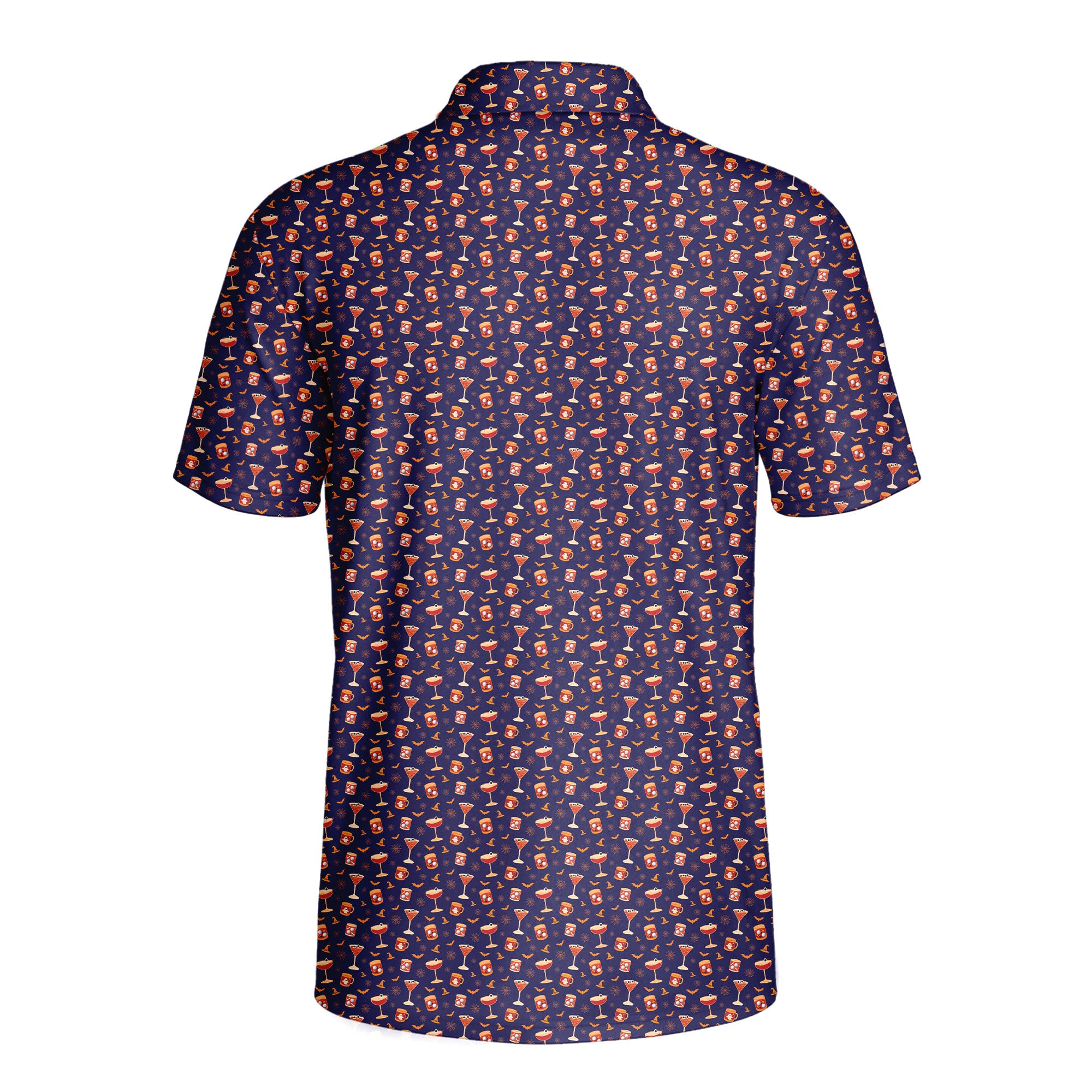 Spooky Sips Polo Shirt For Men - PURPLE-BLACK