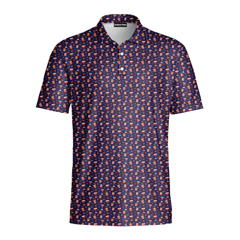 Spooky Sips Polo Shirt For Men - PURPLE-FRONT