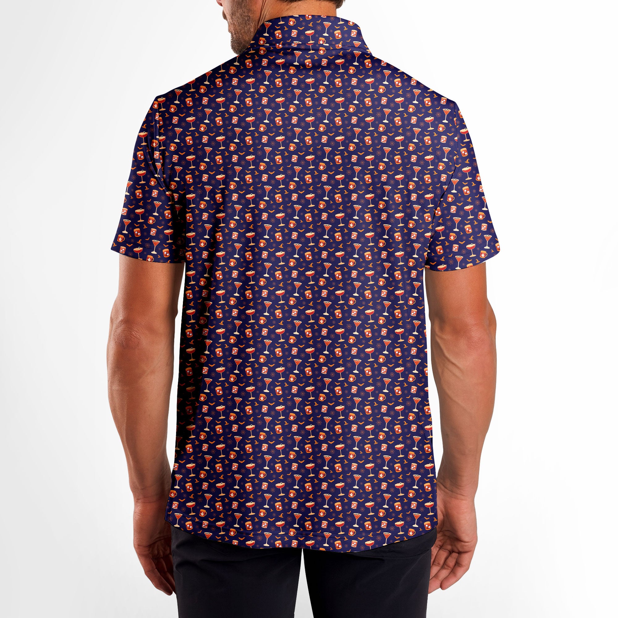 Spooky Sips Polo Shirt For Men - PURPLE-M-B