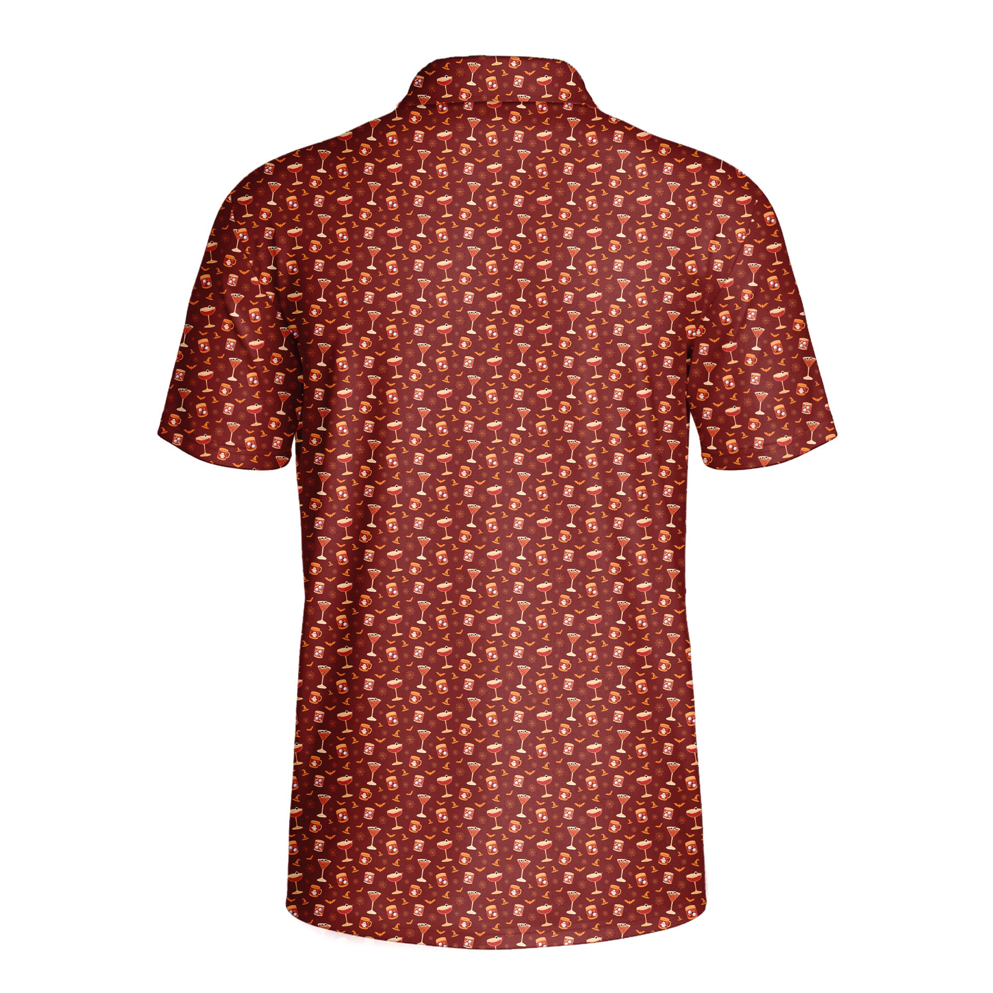 Spooky Sips Polo Shirt For Men - RED-BACK