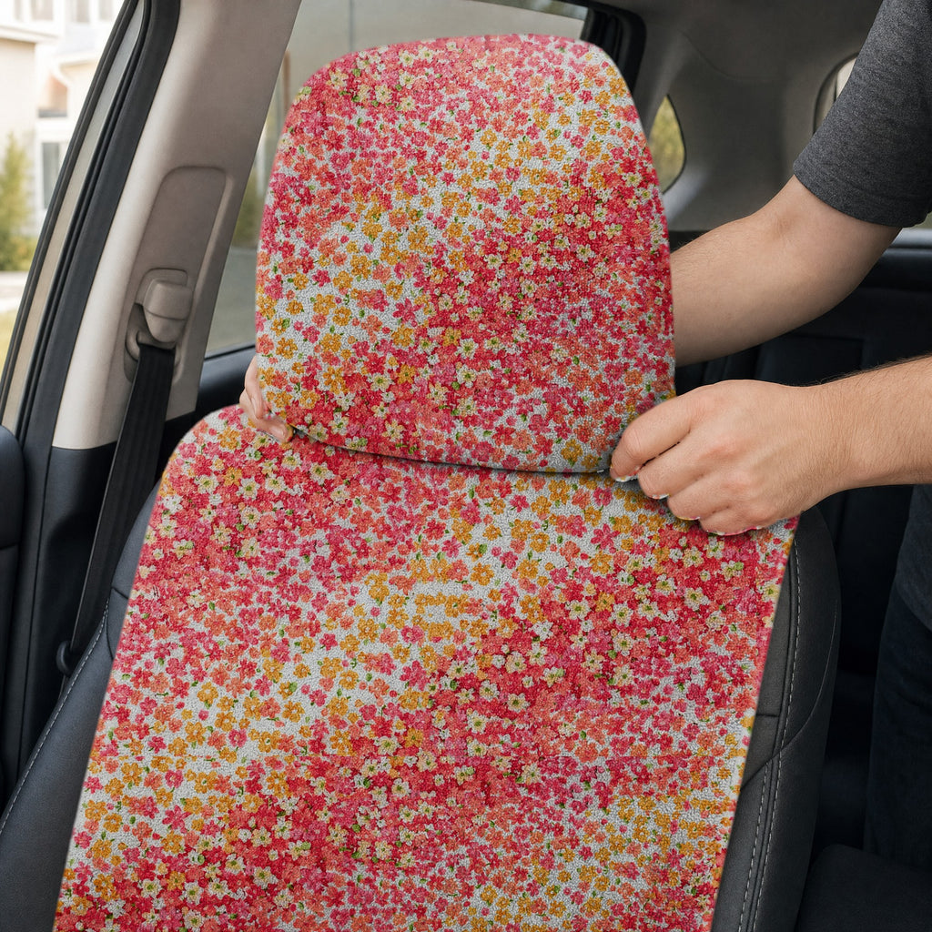 Spring Floral Full-Size Towel & Car Seat Cover - Headrest Pocket