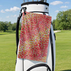 Spring Floral Golf Towel - Hanging on a Golf Bag