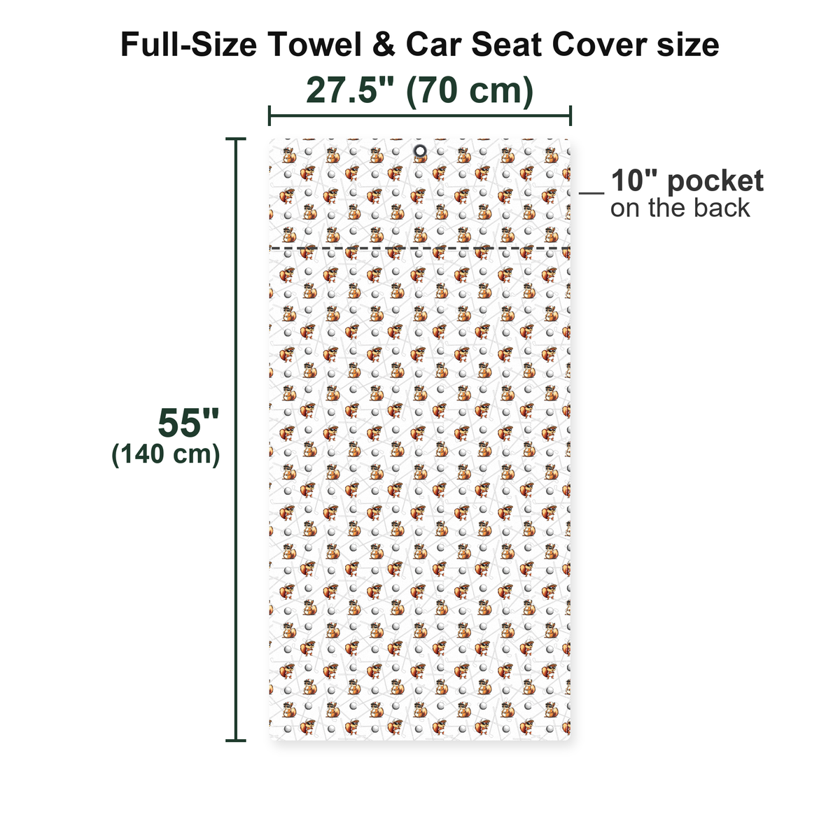 Squirrel Full-Size Towel & Car Seat Cover - Size Chart