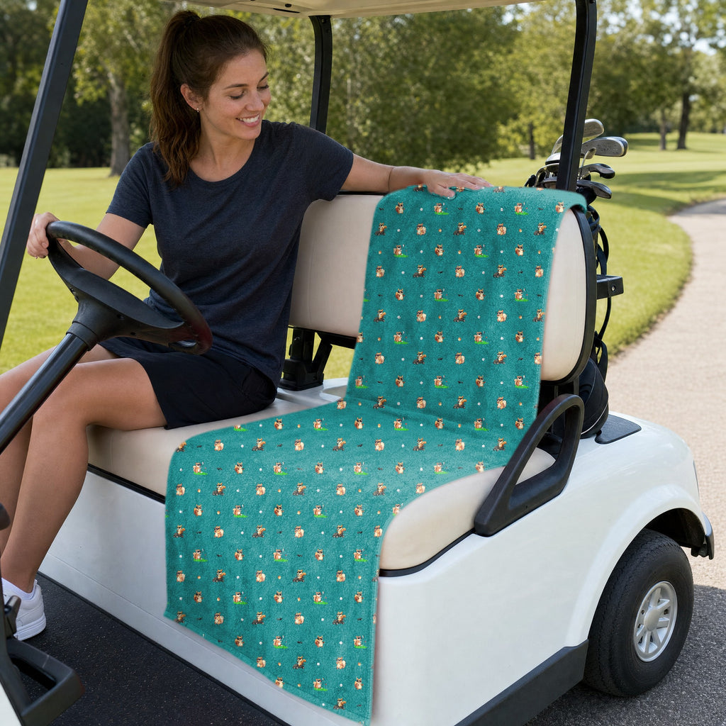 Squirrel Full-Size Towel & Car Seat Cover - On a Golf Cart Seat