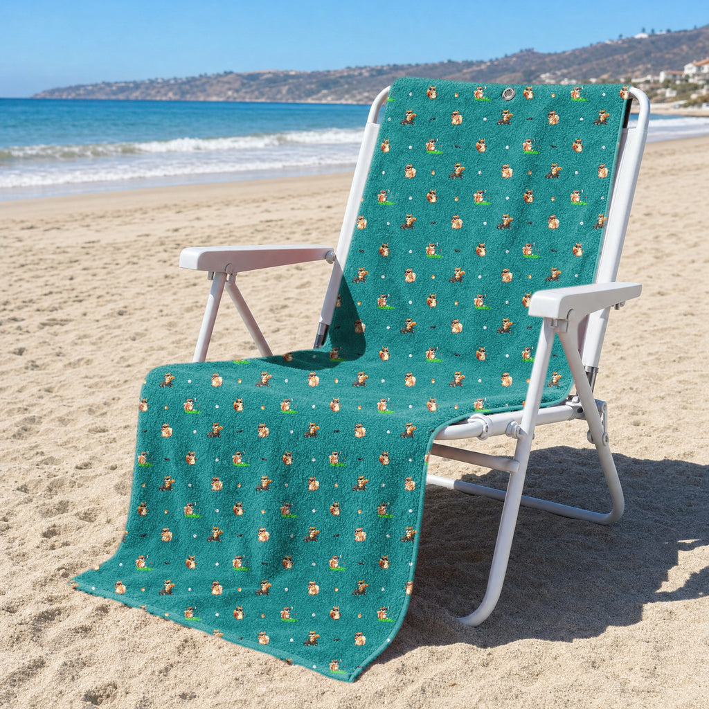Squirrel Full-Size Towel & Car Seat Cover - On a Beach Chair
