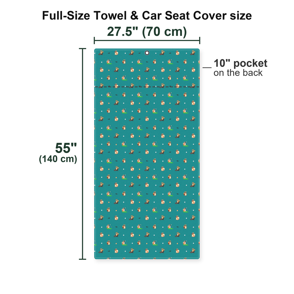 Squirrel Full-Size Towel & Car Seat Cover - Size Chart