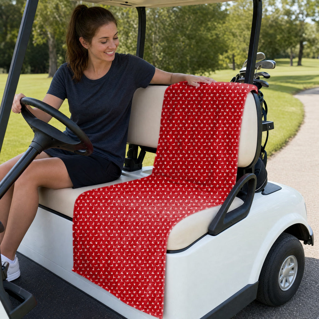 Stick Figure Full-Size Towel & Car Seat Cover - On a Golf Cart Seat