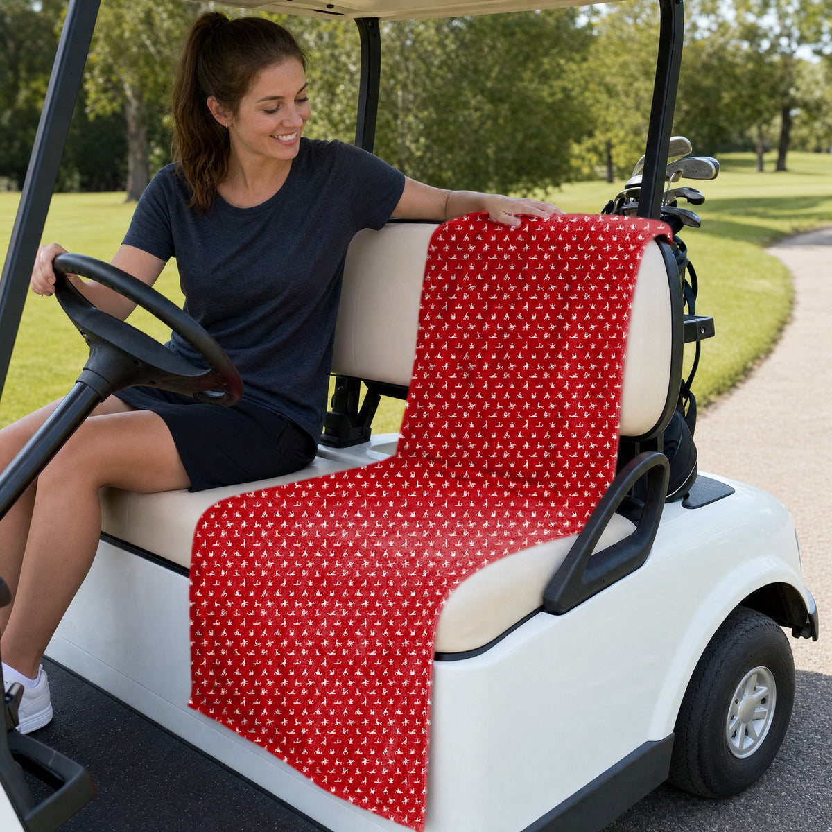 Stick Figure Full-Size Towel & Car Seat Cover - On a Golf Cart Seat