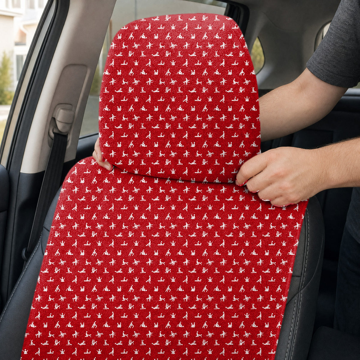 Stick Figure Full-Size Towel & Car Seat Cover - Headrest Pocket
