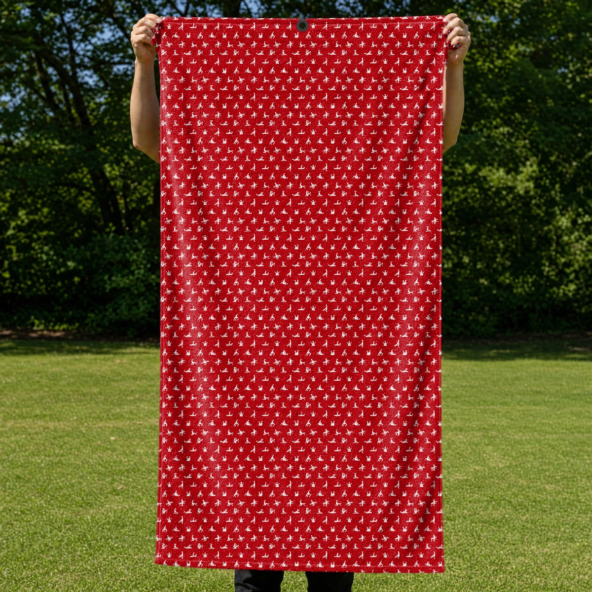 Stick Figure Full-Size Towel & Car Seat Cover - Held Open