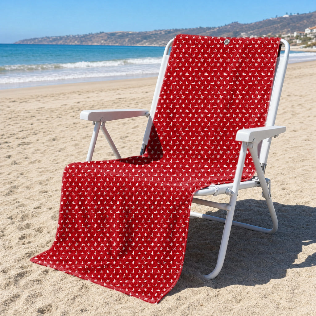Stick Figure Full-Size Towel & Car Seat Cover - On a Beach Chair