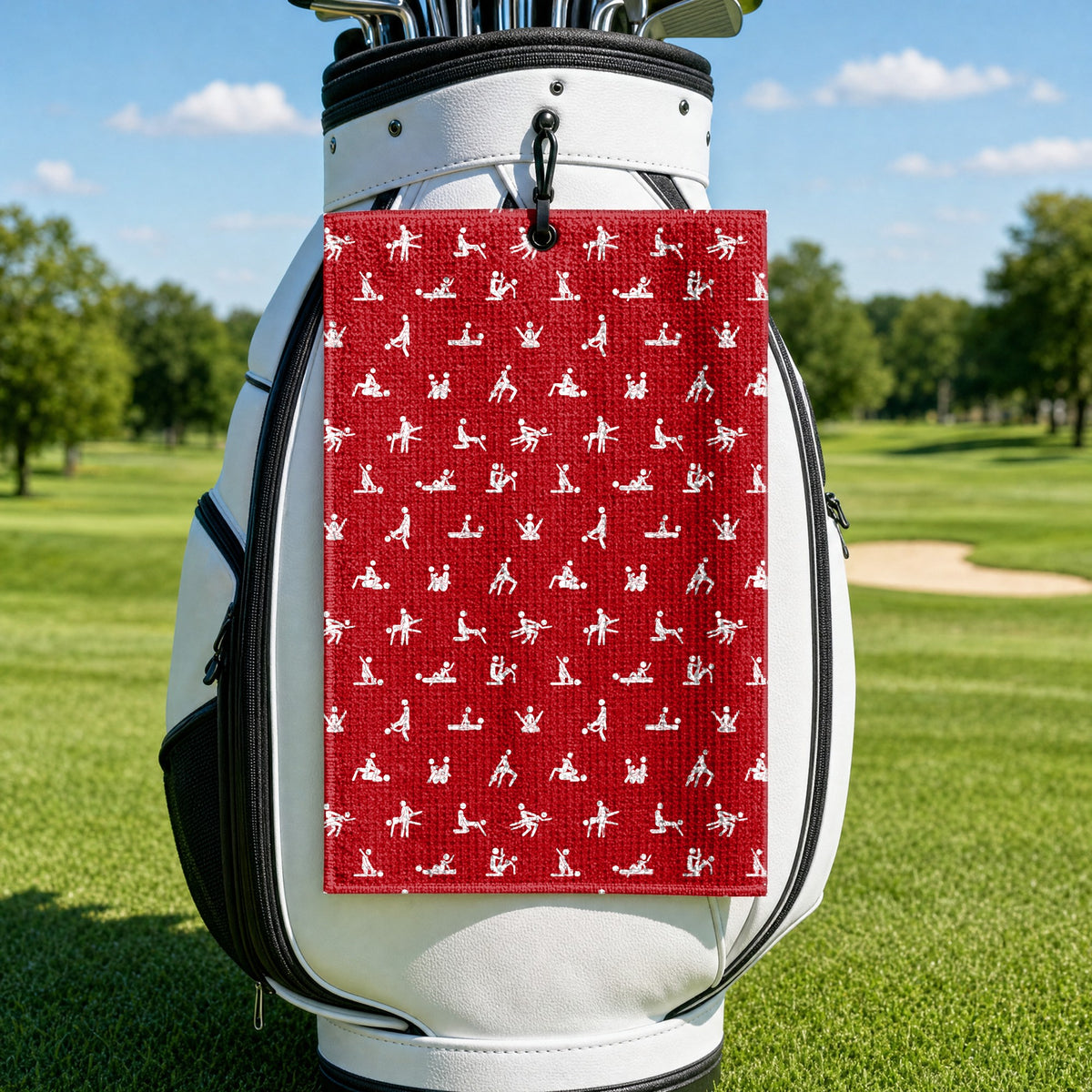 Stick Figure Golf Towel - Hanging on a Golf Bag