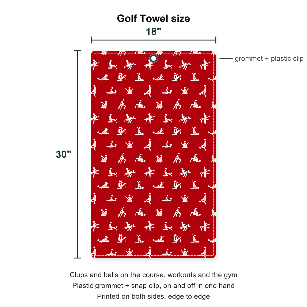 Stick Figure Golf Towel - Size Chart
