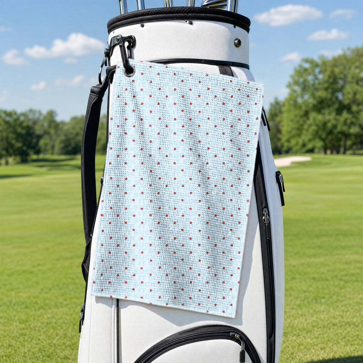 Suck It Golf Towel - Hanging on a Golf Bag