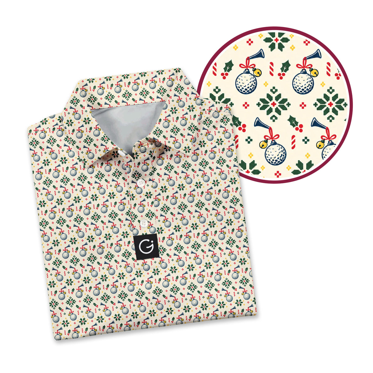 Tacky Tee Ornament Polo Shirt For Men - Detail Close-up