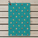 Teal Squirrel Golf Towel - Laid Flat