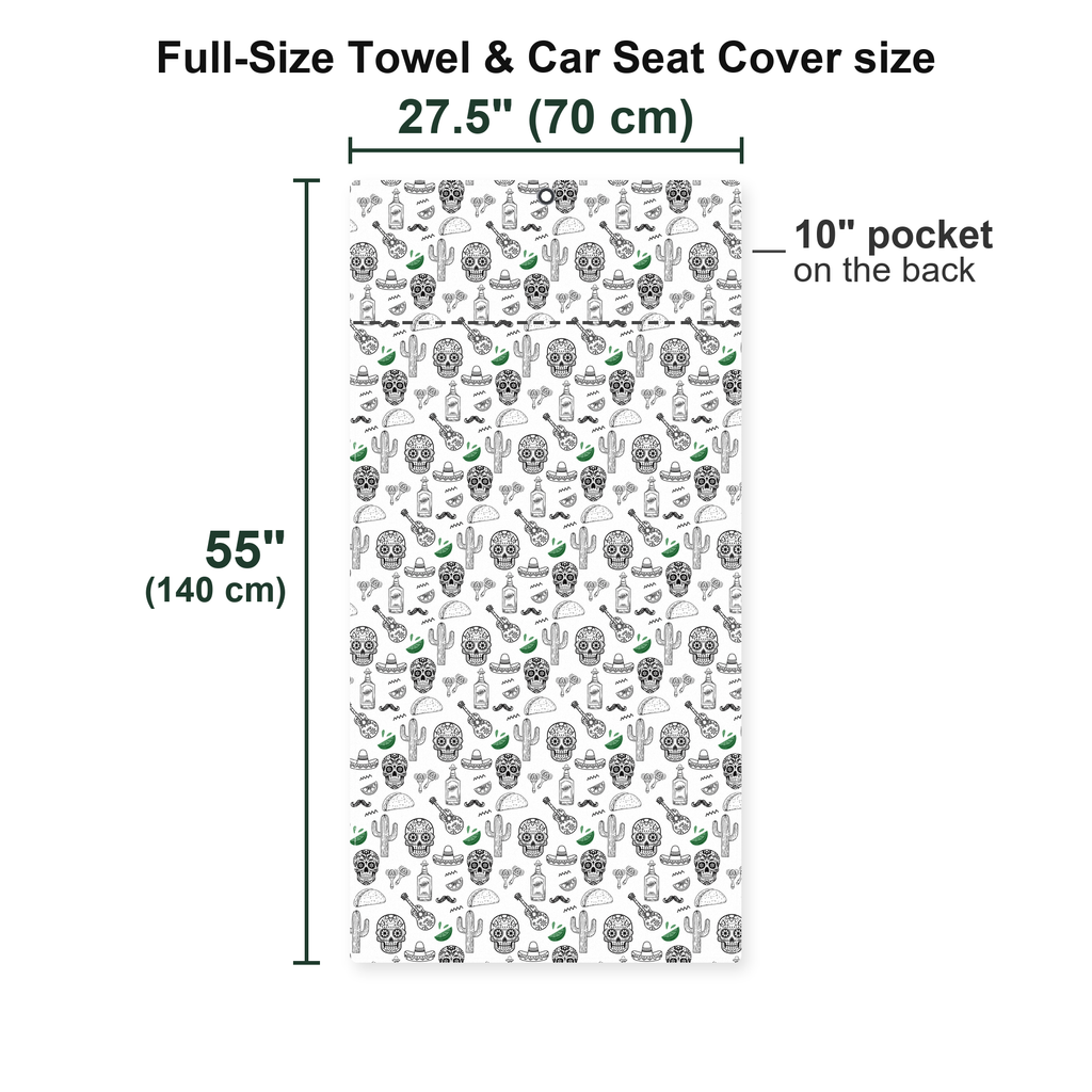 Tequila Fiesta Full-Size Towel & Car Seat Cover - Size Chart