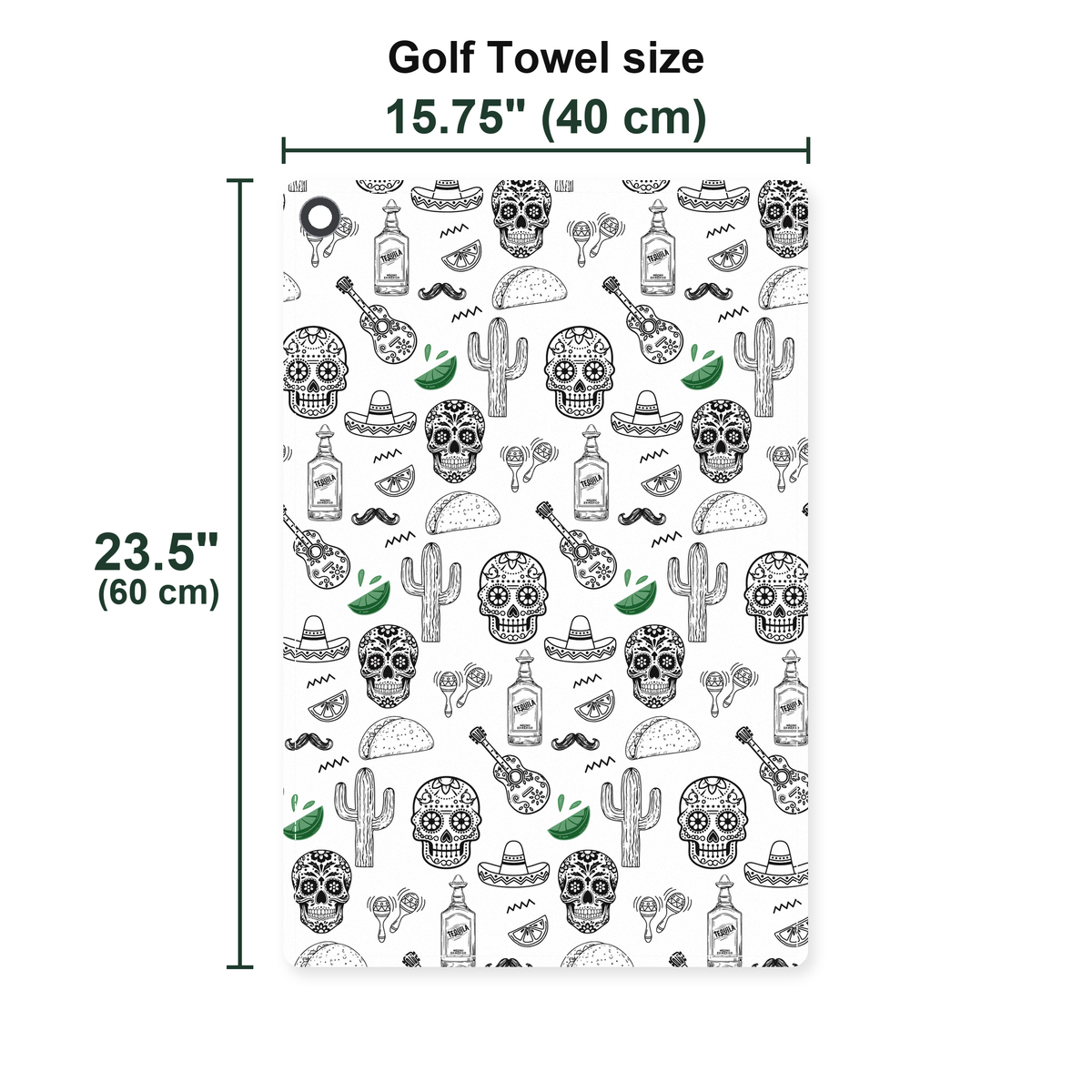 Tequila Fiesta Golf Towel - Size Chart