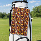 Thanksgiving Peace Turkey Funny Golf Towel - Hanging on a Golf Bag