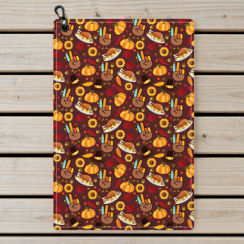 Thanksgiving Peace Turkey Funny Golf Towel - Laid Flat