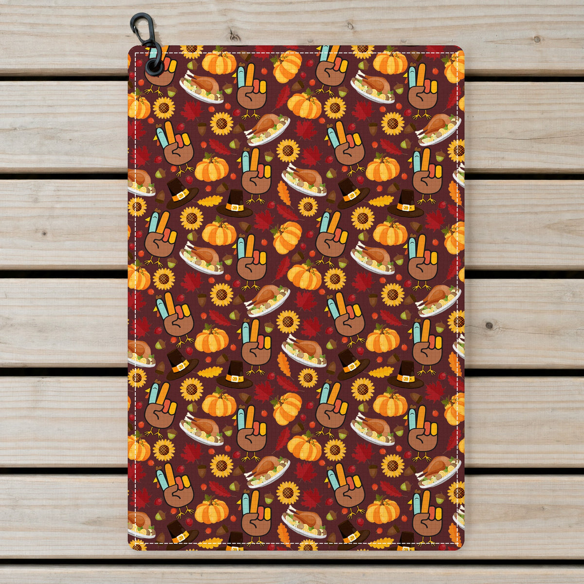 Thanksgiving Peace Turkey Funny Golf Towel - Laid Flat