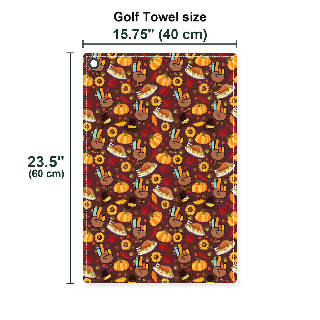 Thanksgiving Peace Turkey Funny Golf Towel - Size Chart