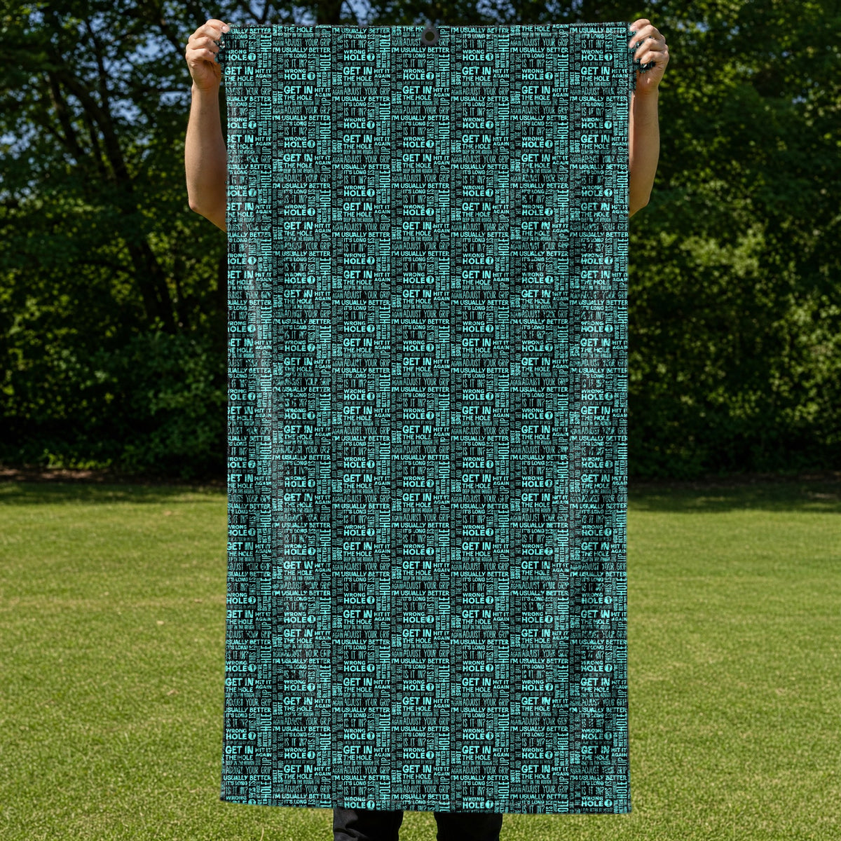 That What's She Said v2 Full-Size Towel & Car Seat Cover - Held Open