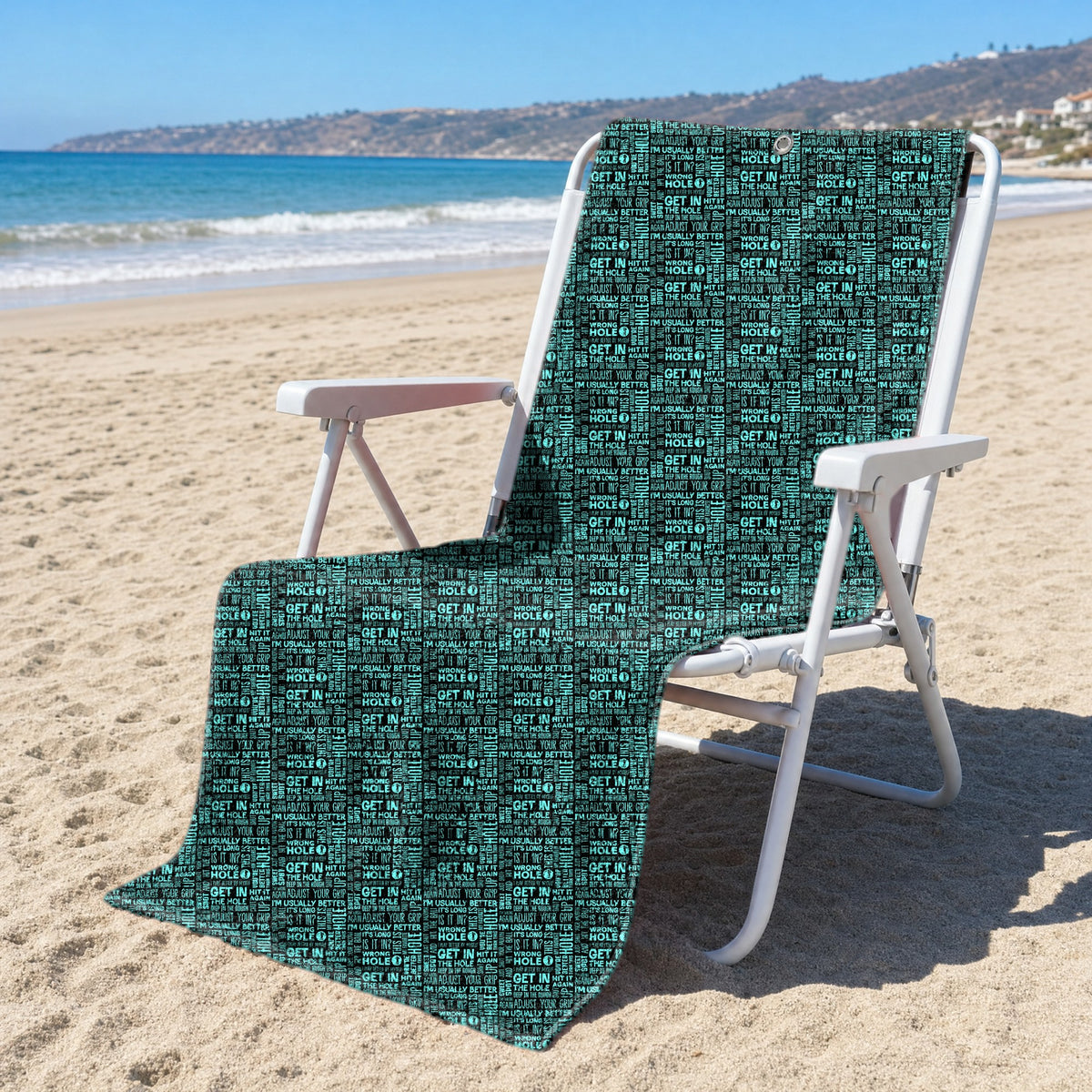 That What's She Said v2 Full-Size Towel & Car Seat Cover - On a Beach Chair