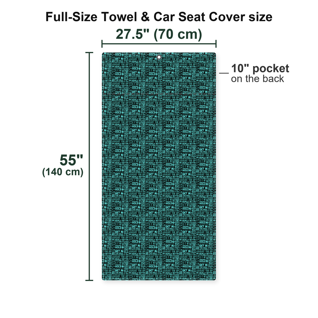 That What's She Said v2 Full-Size Towel & Car Seat Cover - Size Chart
