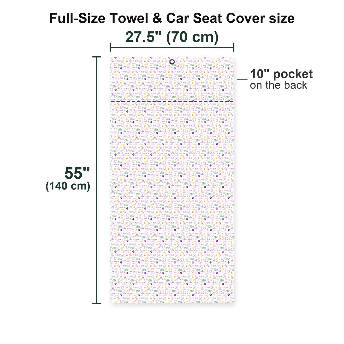 The Bayou Full-Size Towel & Car Seat Cover - Size Chart
