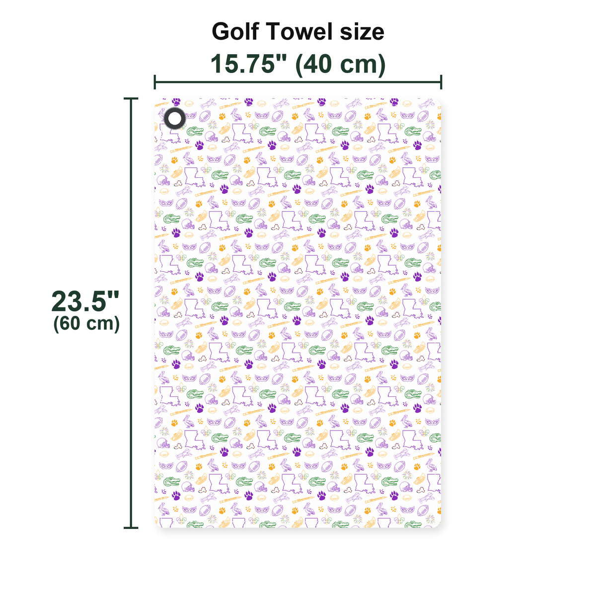 The Bayou Golf Towel - Size Chart