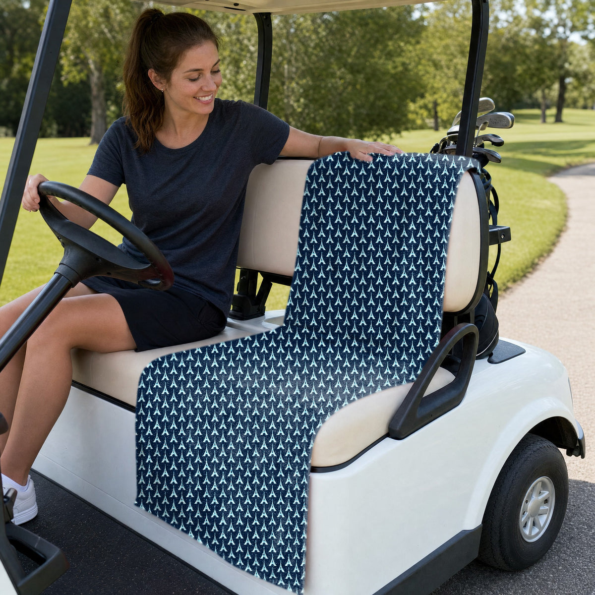 The City Of Lights Full-Size Towel & Car Seat Cover - On a Golf Cart Seat