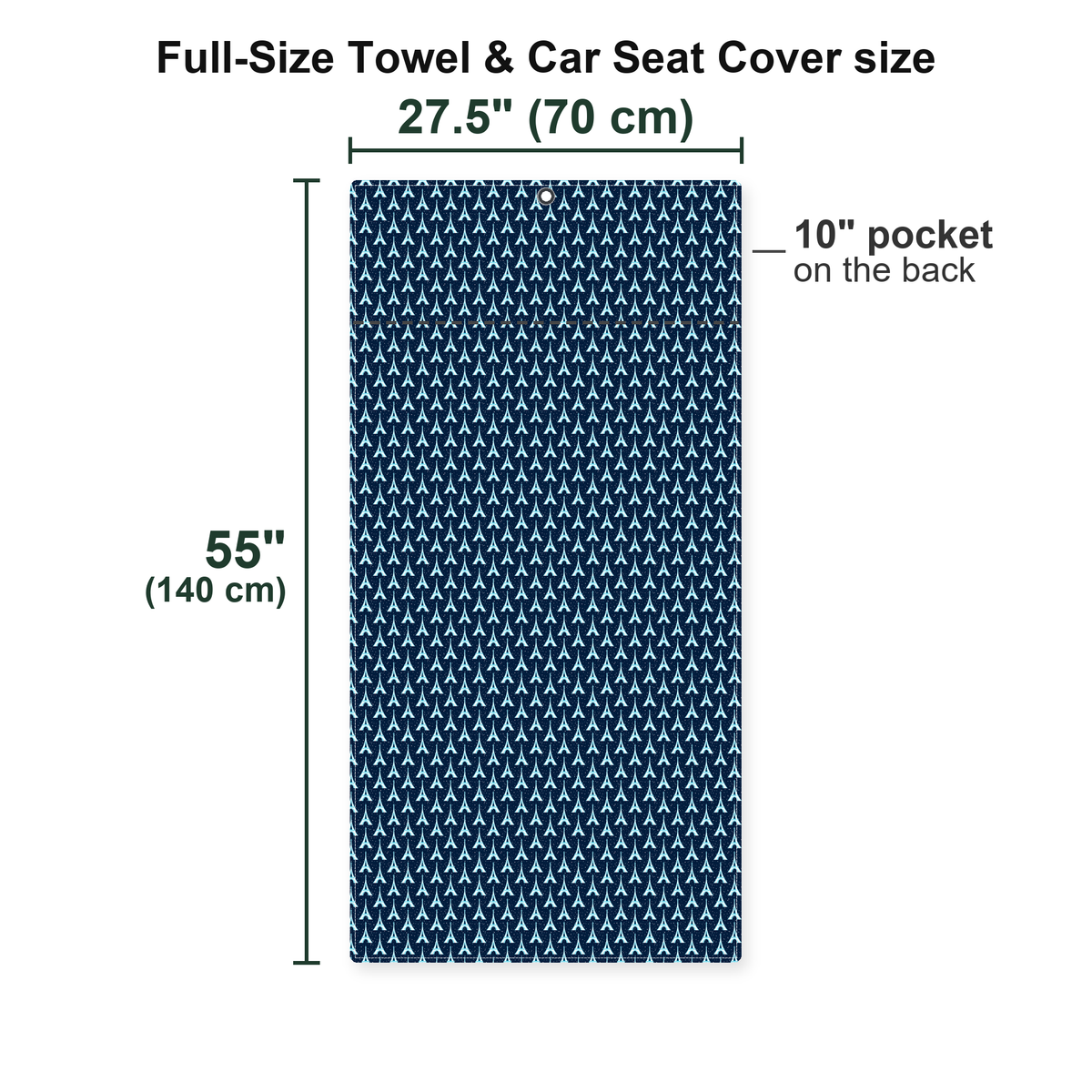 The City Of Lights Full-Size Towel & Car Seat Cover - Size Chart