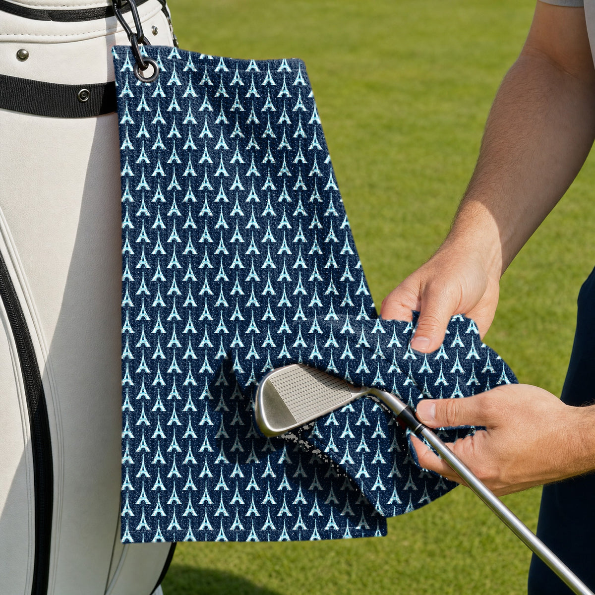 The City Of Lights Golf Towel - Cleaning a Club
