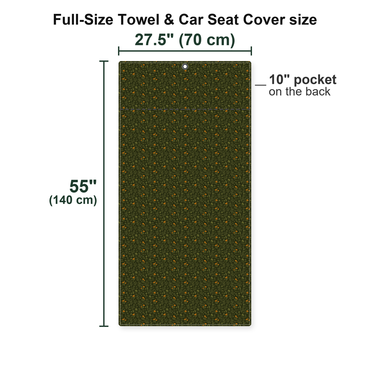 The Golden State Full-Size Towel & Car Seat Cover - Size Chart