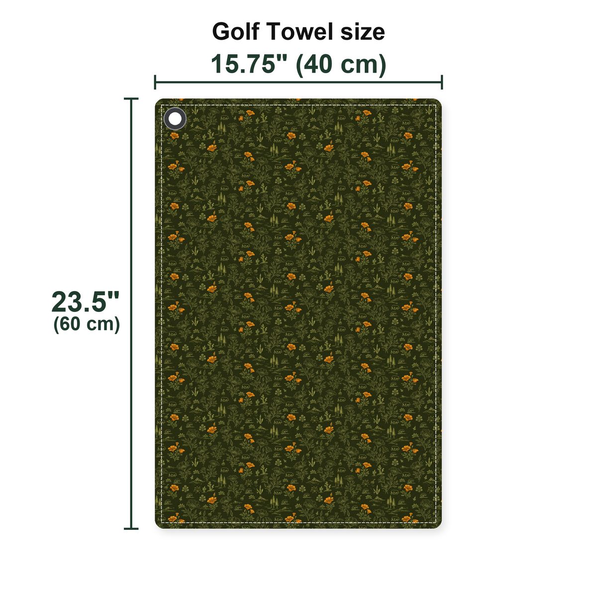 The Golden State Golf Towel - Size Chart