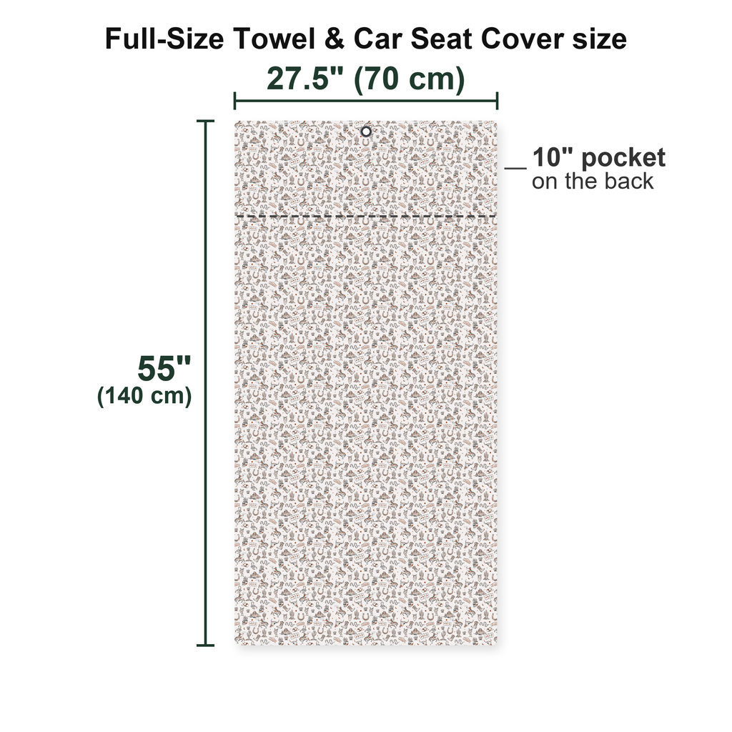 The Outlaw Full-Size Towel & Car Seat Cover - Size Chart