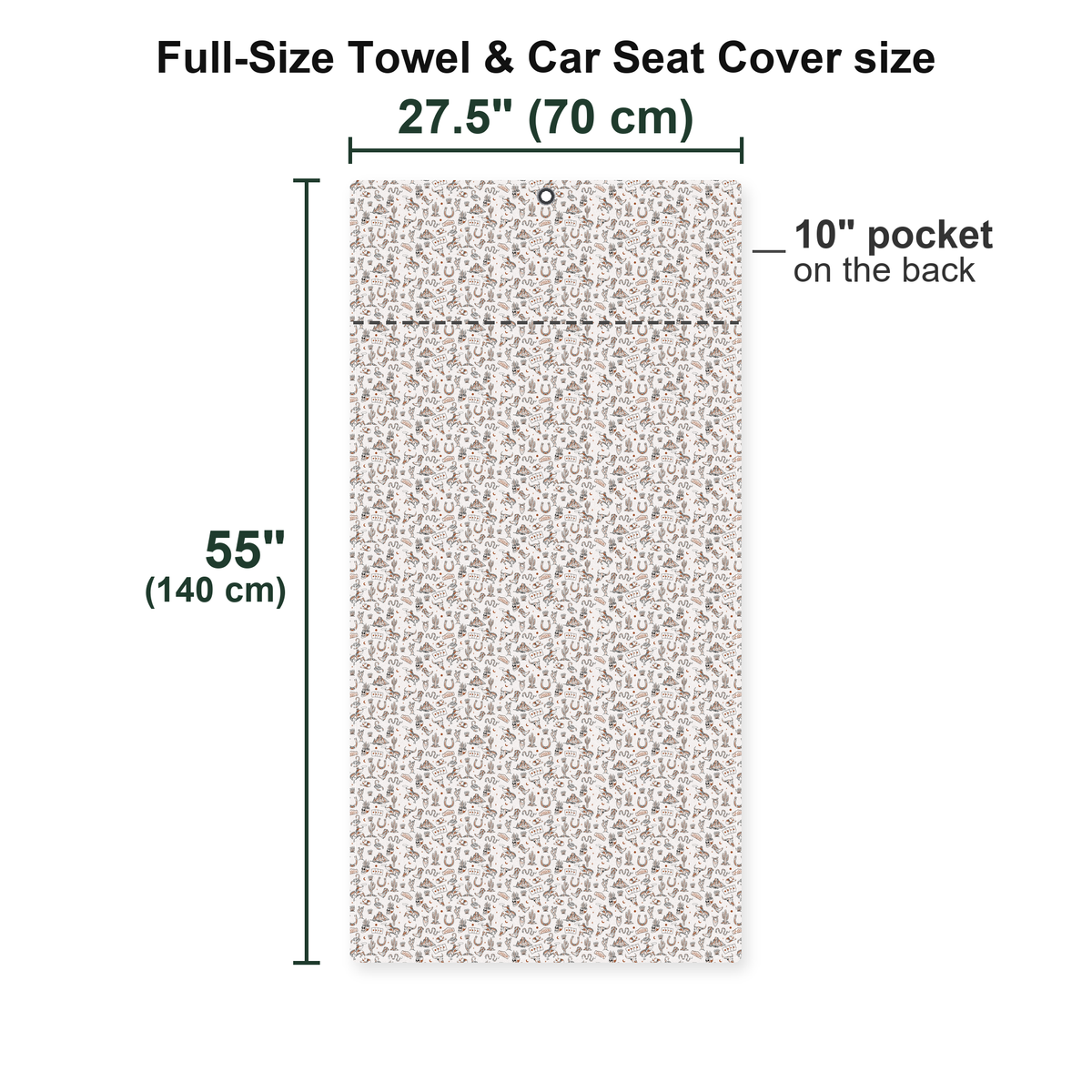 The Outlaw Full-Size Towel & Car Seat Cover - Size Chart