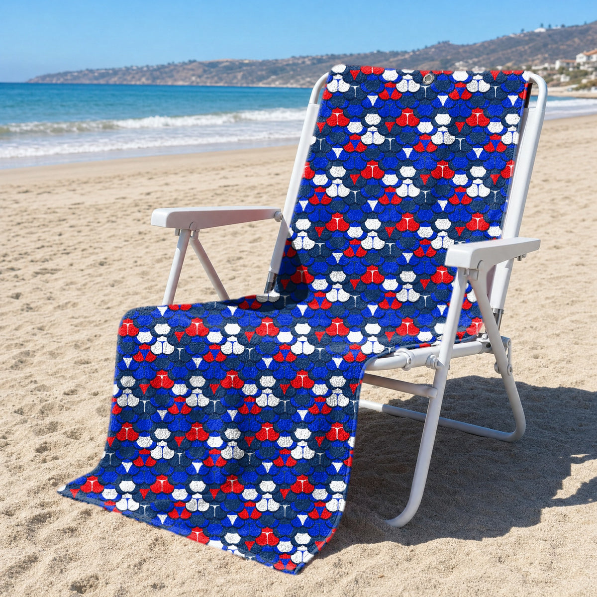The Patriot Full-Size Towel & Car Seat Cover - On a Beach Chair