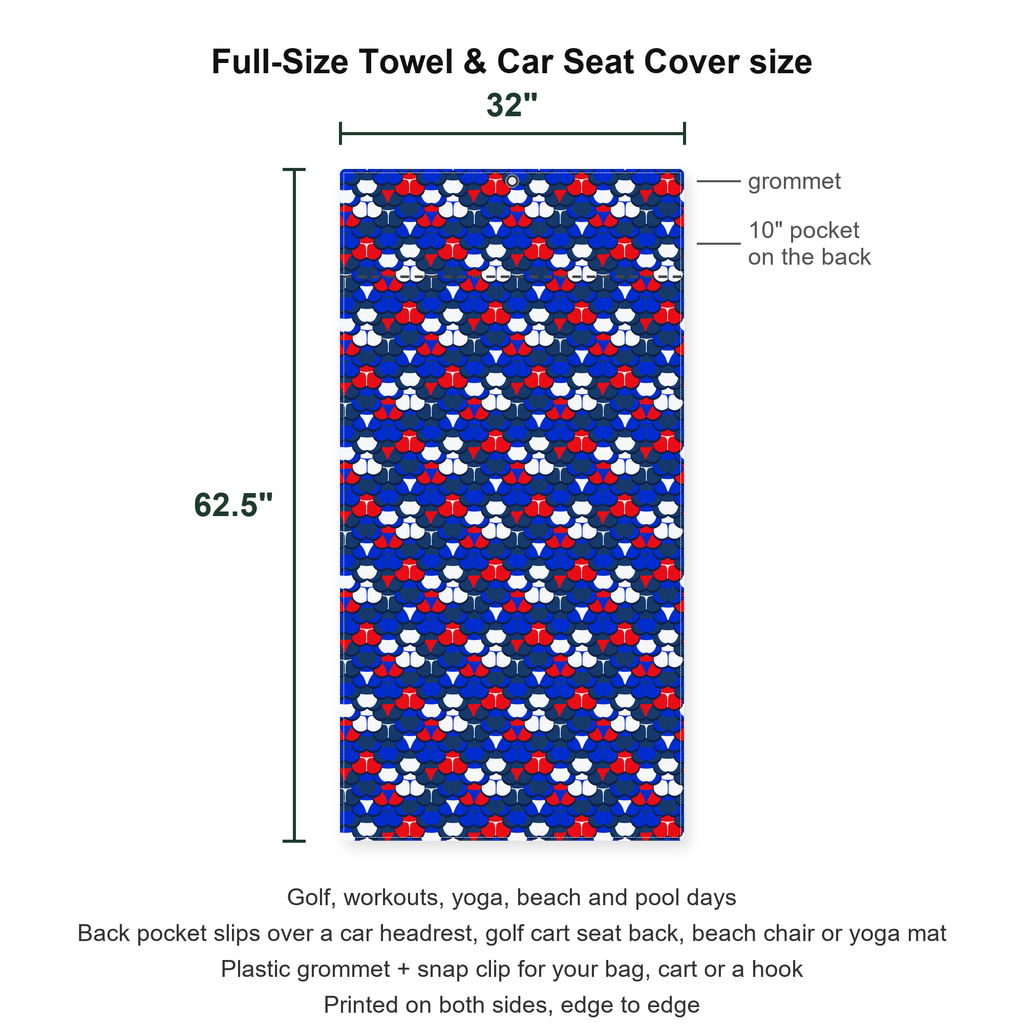 The Patriot Full-Size Towel & Car Seat Cover - Size Chart