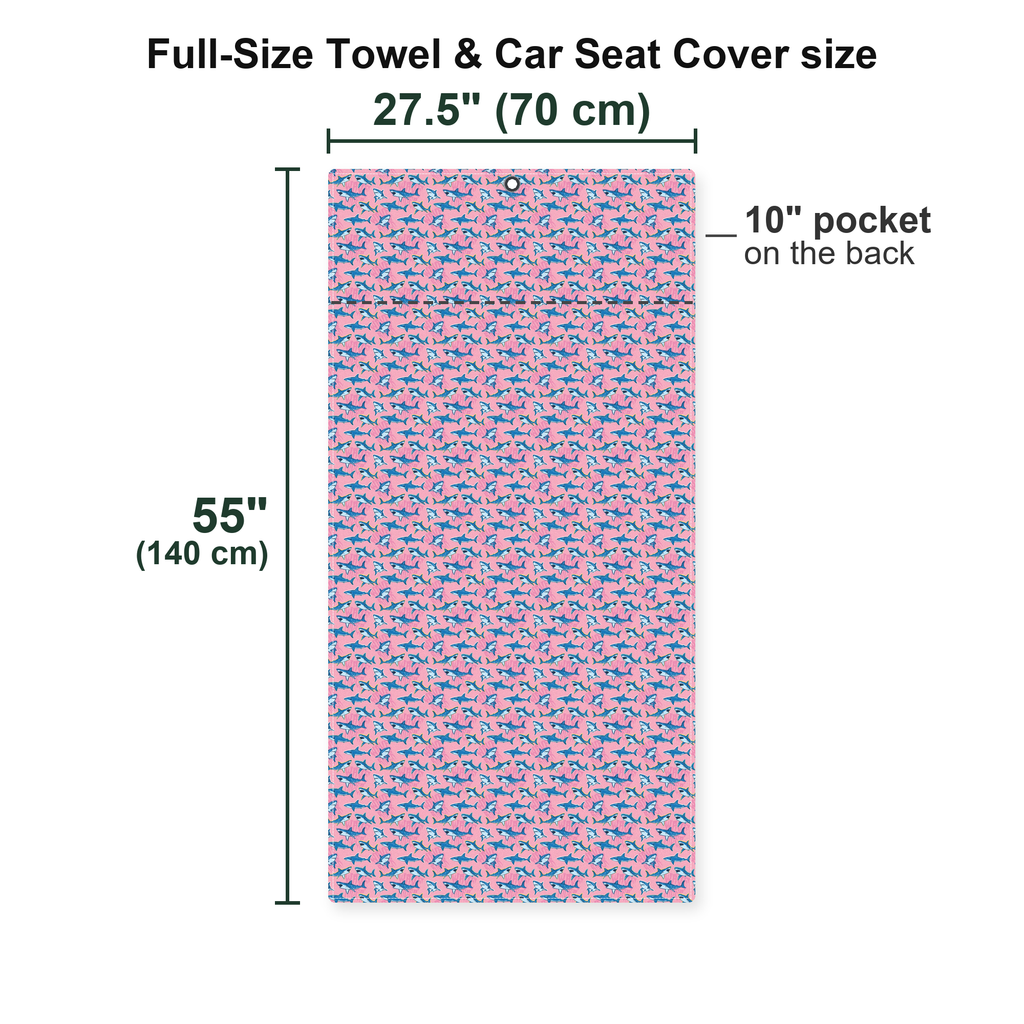 The Pink Sharks Full-Size Towel & Car Seat Cover - Size Chart