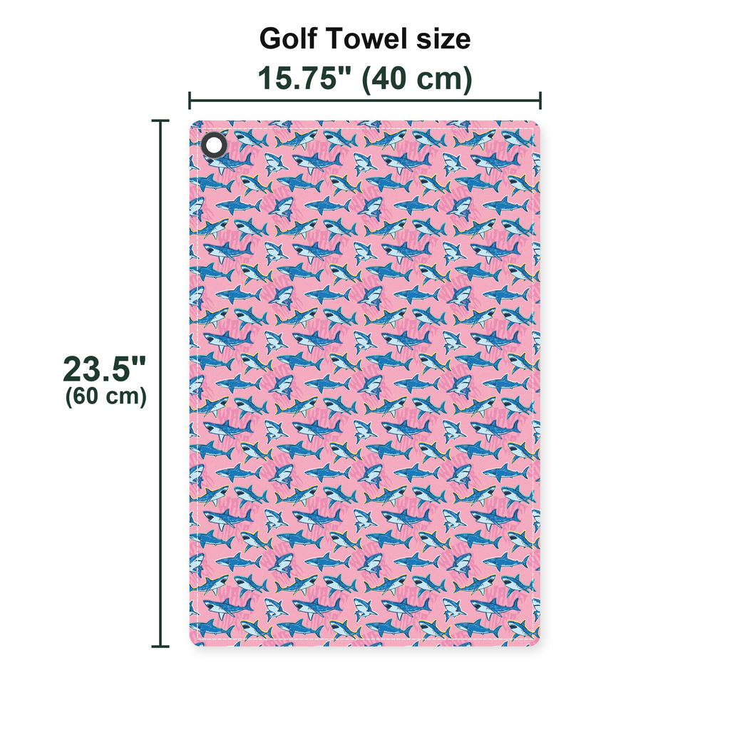 The Pink Sharks Golf Towel - Size Chart
