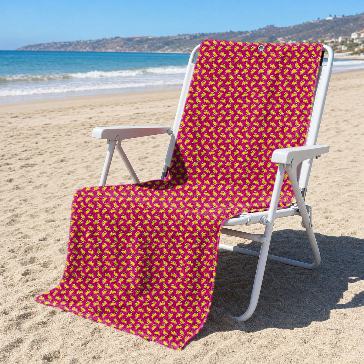 The Pink Taco Full-Size Towel & Car Seat Cover - On a Beach Chair