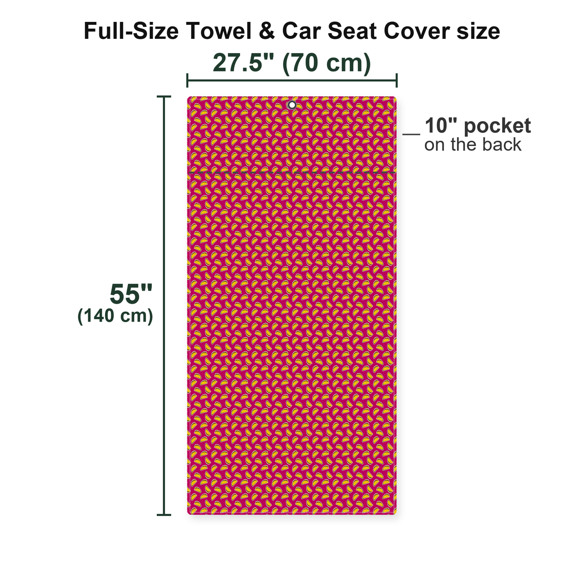 The Pink Taco Full-Size Towel & Car Seat Cover - Size Chart