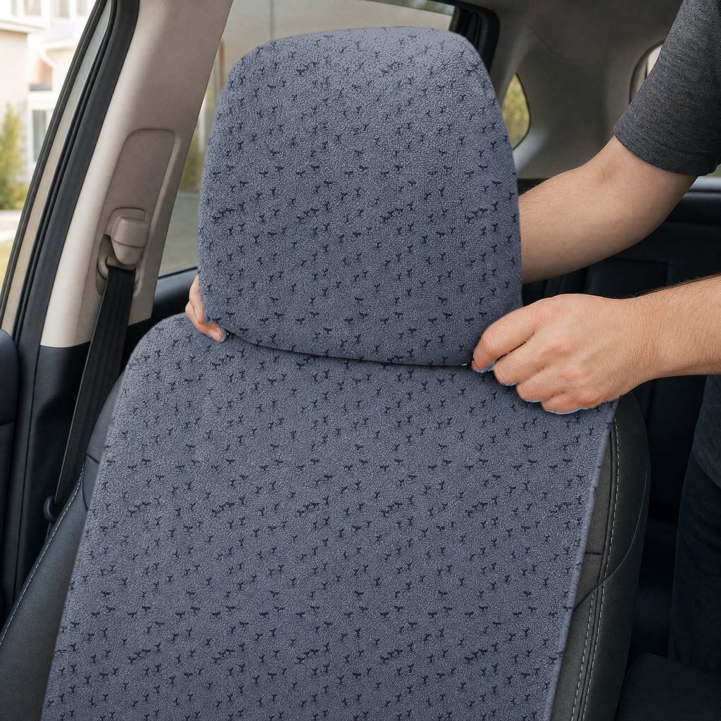 The Scattered Whales Full-Size Towel & Car Seat Cover - Headrest Pocket