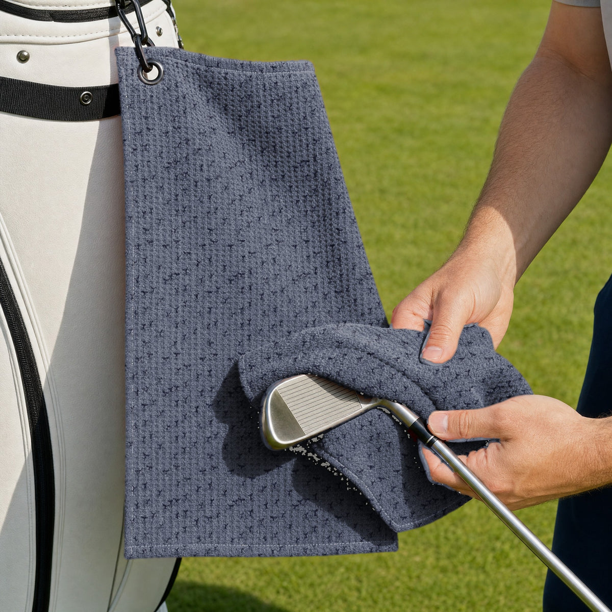 The Scattered Whales Golf Towel - Cleaning a Club