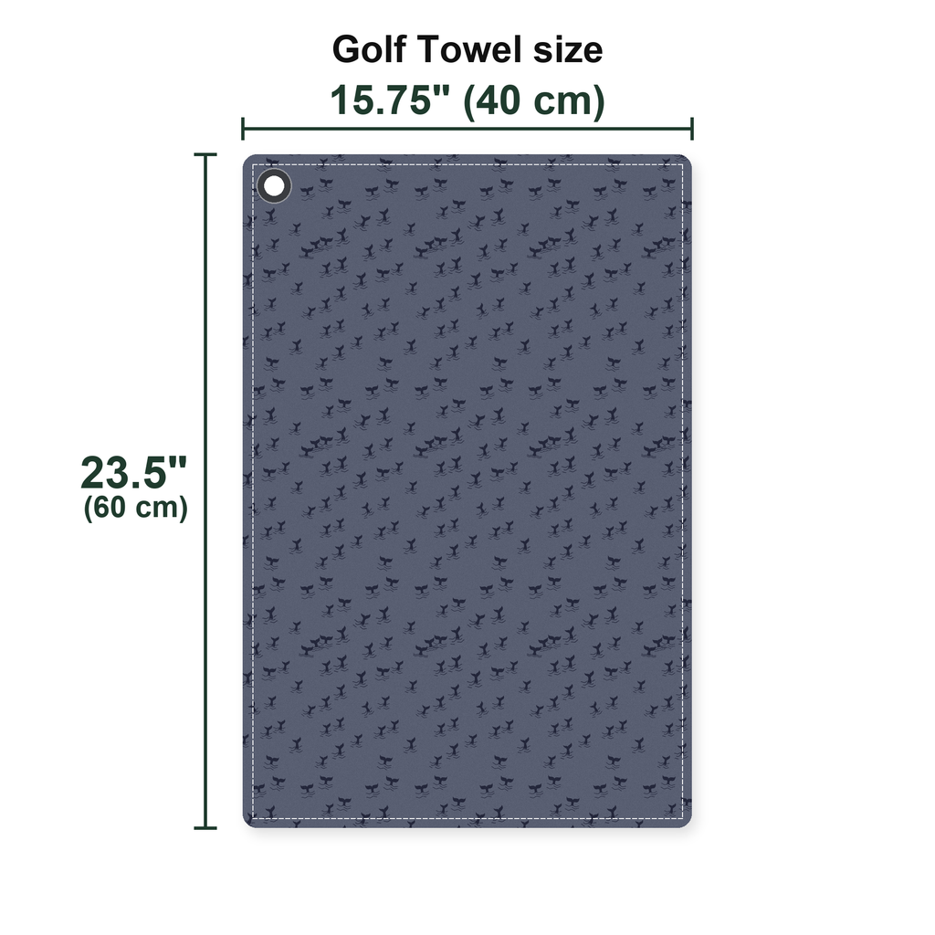 The Scattered Whales Golf Towel - Size Chart